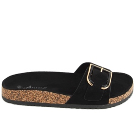 Black cork slippers N-111 Black