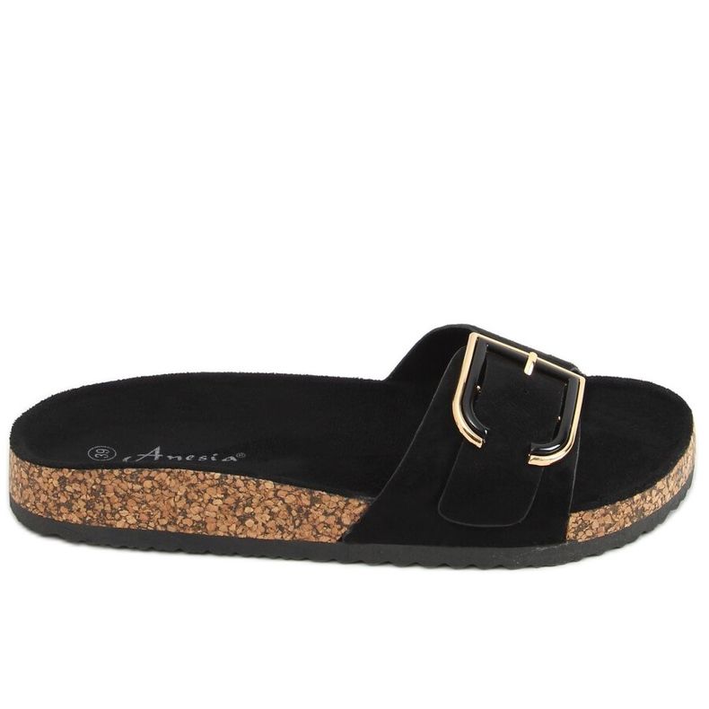 Black cork slippers N-111 Black