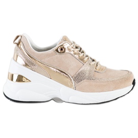 Filippo Leather Wedge Sneakers beige