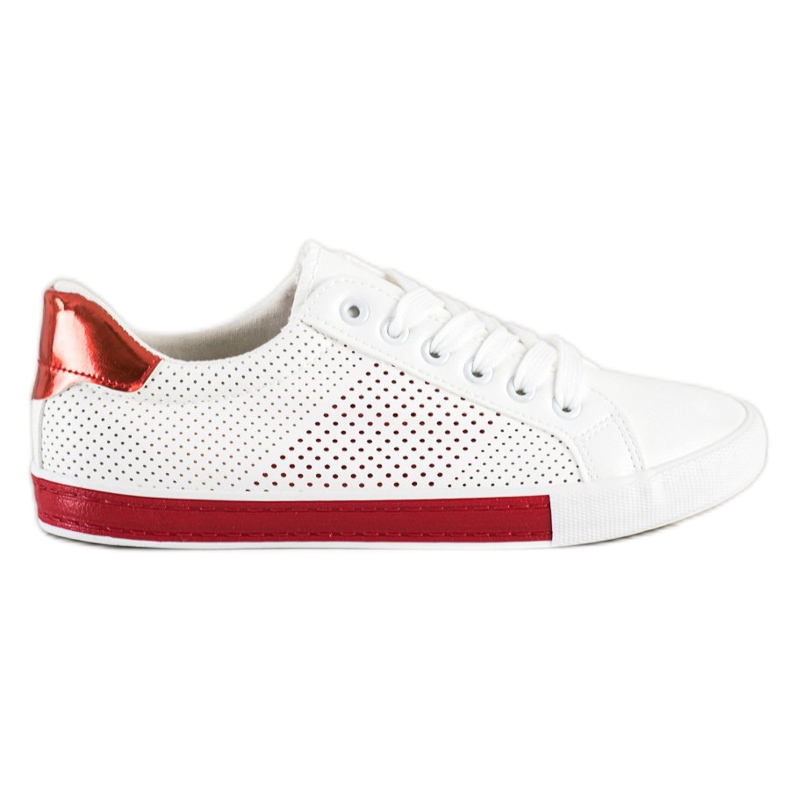 SHELOVET Openwork Sneakers With A Red Insert white
