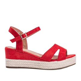 Red espadrilles on the Moon Rising wedge