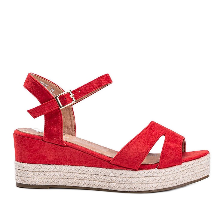 Red espadrilles on the Moon Rising wedge