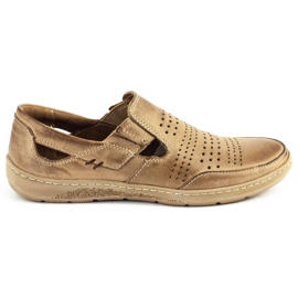 KOMODO Men's openwork shoes 863 for the summer beige