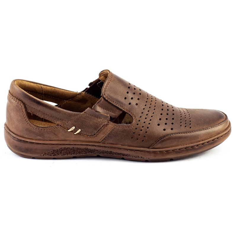 KOMODO Men's openwork shoes 863 for summer brown