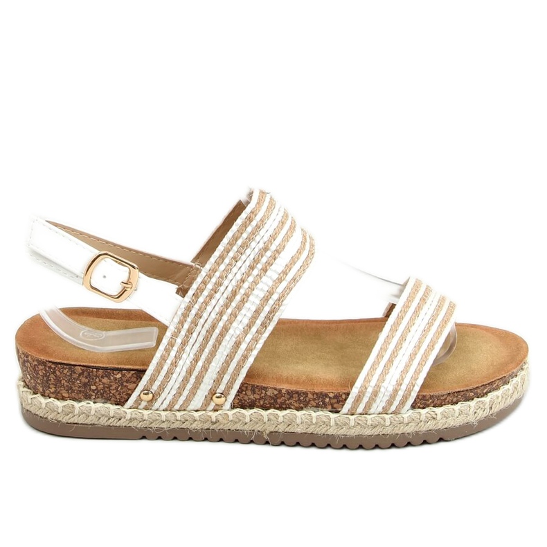 White and beige espadrilles sandals FD-50 White