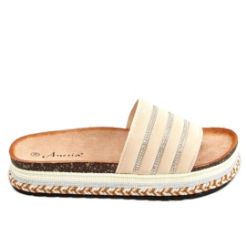 Slippers on the decorated sole N-96 Beige