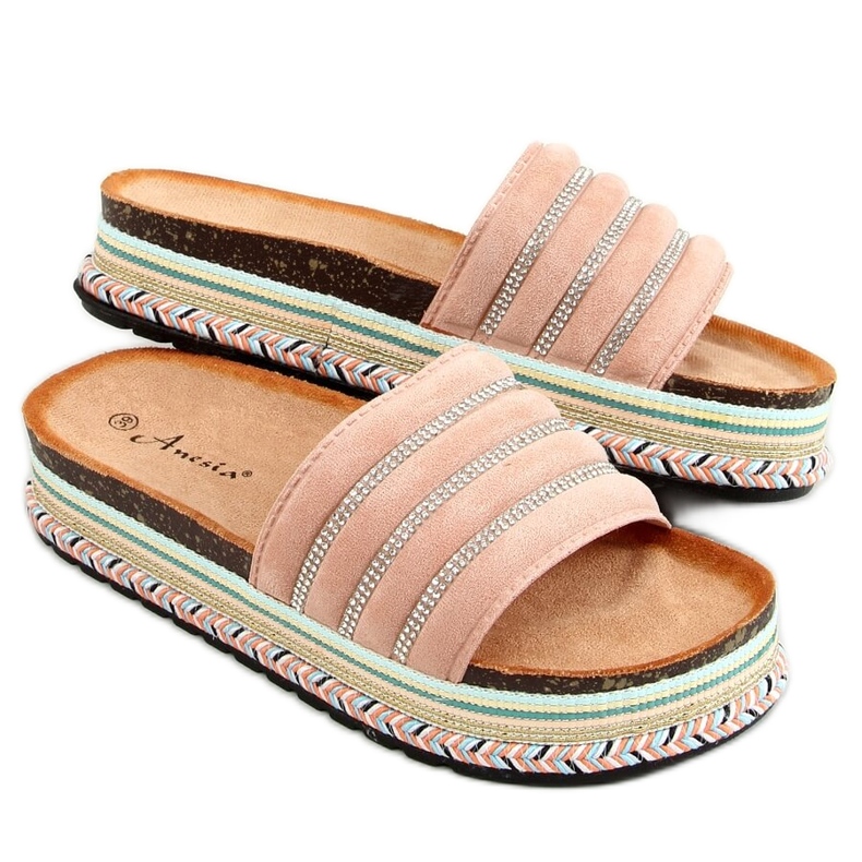 Pink N-96 Pink slippers on the decorated sole Pink N-96 Pink slippers on the decorated sole