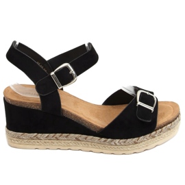 Black espadrilles on wedges YL93 Black