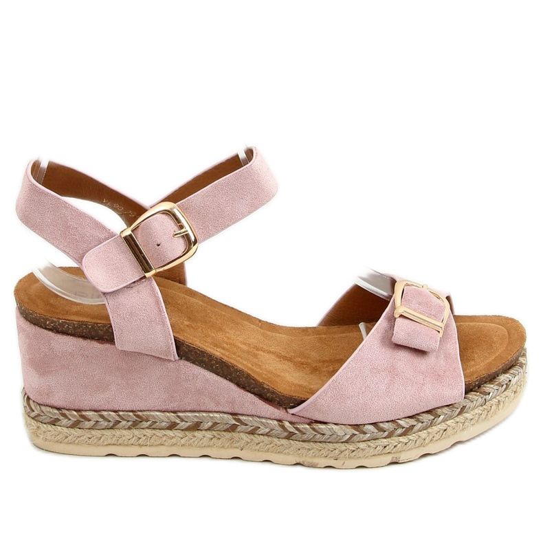 Pink espadrilles on wedges pink YL93 Pink