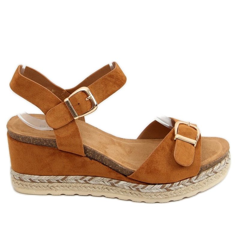 Espadrilles on a wedge camel YL93 Camel brown