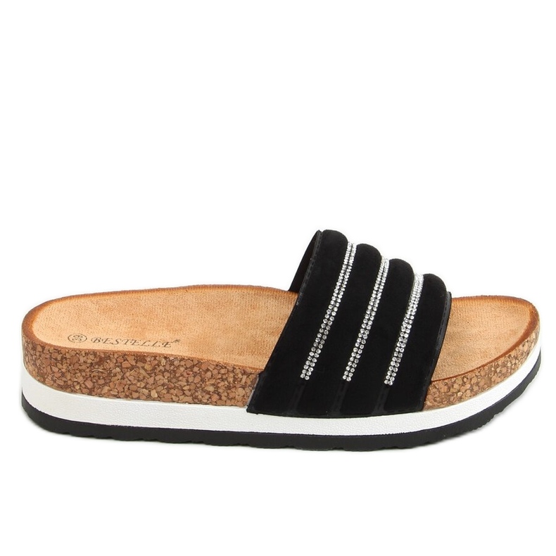 Black cork slippers LS018 Black