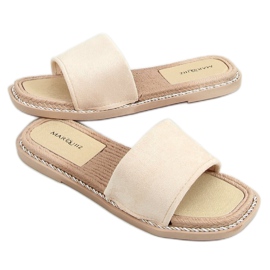 Women's beige suede slippers 1096 Beige