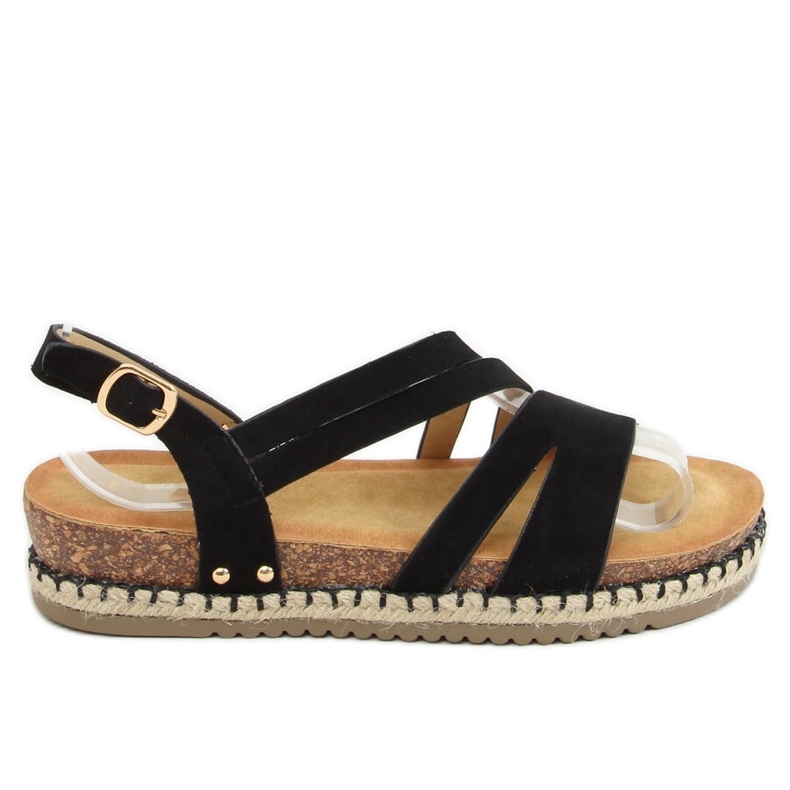Black Boho espadrilles sandals FD002 Black