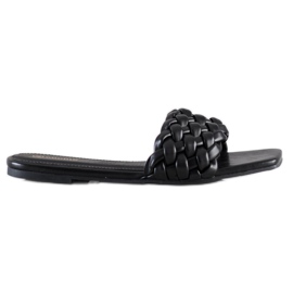Goodin Braided Eco Leather Slippers black