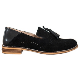 Filippo Leather Lords With Fringes black