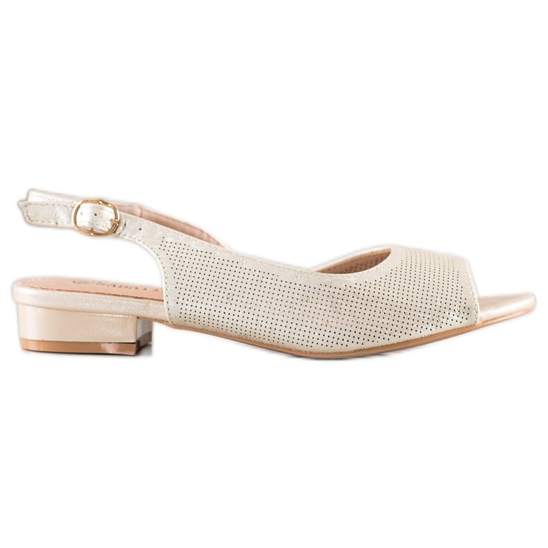 Sabatina Openwork Sandals On Low Heels beige