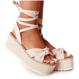 PS1 Tied Sandals On A Braided Platform Beige La Palma