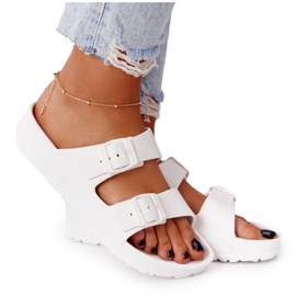 NEWS Women's White Stacy Rubber Slippers NEWS Women's White Stacy Rubber Slippers