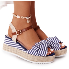 PG1 Navy Blue Wedge Sandals La Isla Bonita white multicolored