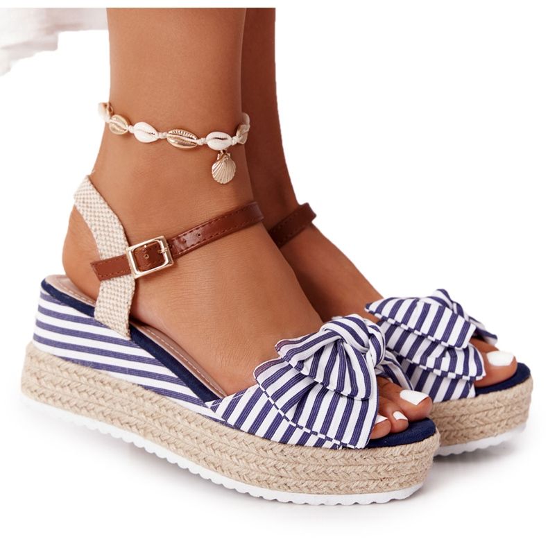 Nautical style wedge sandals Blue La Isla Bonita
