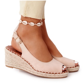 PG1 Beige Wedge Sandals With Braided Beige Las Palomas