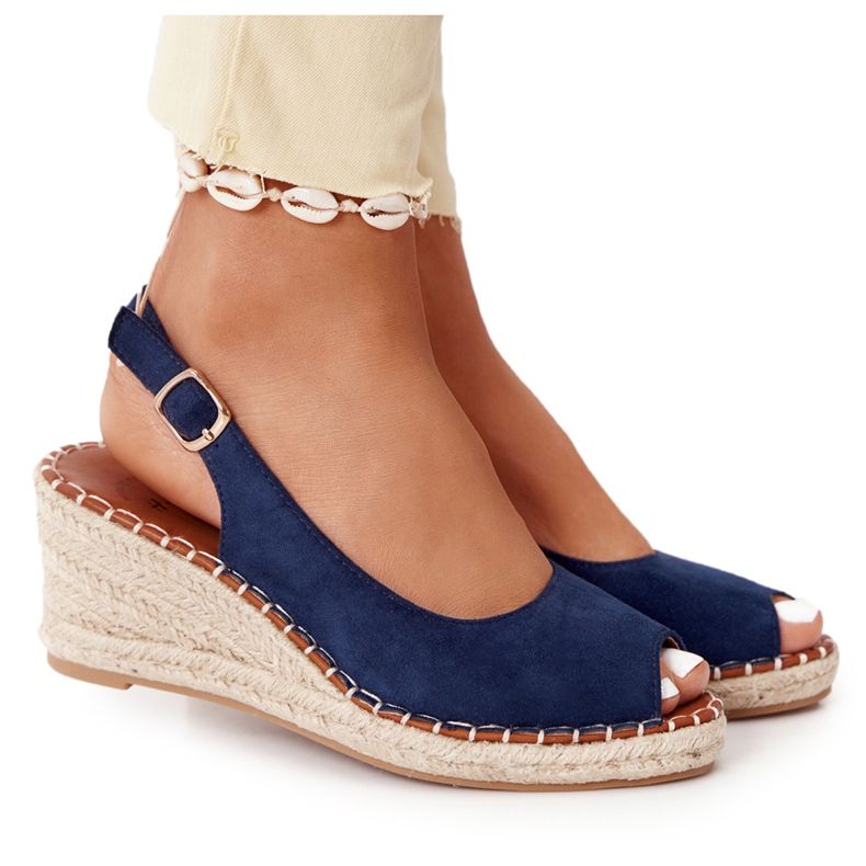 PG1 Las Palomas Wedge Sandals With Braids beige navy blue
