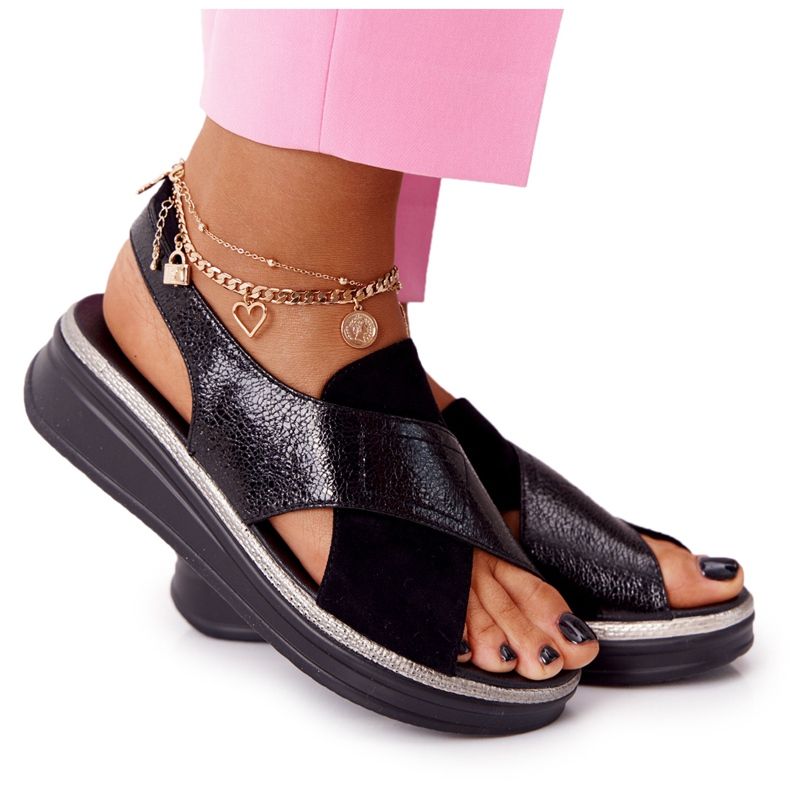 Slip-On Sandals On The Sergio Leone SK029 Black Platform
