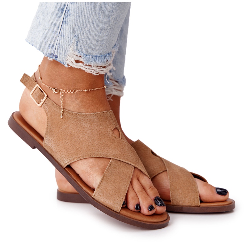 Suede Sandals Sergio Leone SK060 Beige