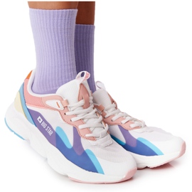 Women's Sport Shoes Memory Foam Big Star HH274809 White-Pink violet blue yellow Women's Sport Shoes Memory Foam Big Star HH274809 White-Pink violet blue yellow