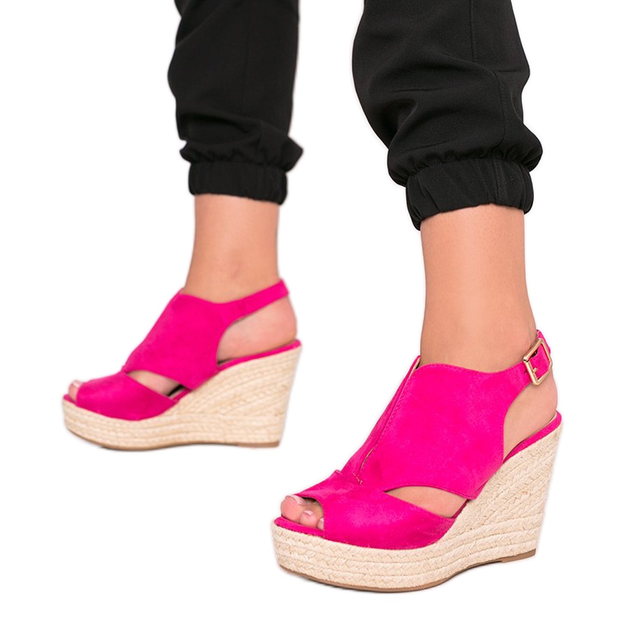 Pink espadrilles on the wedge Pretty red - KeeShoes