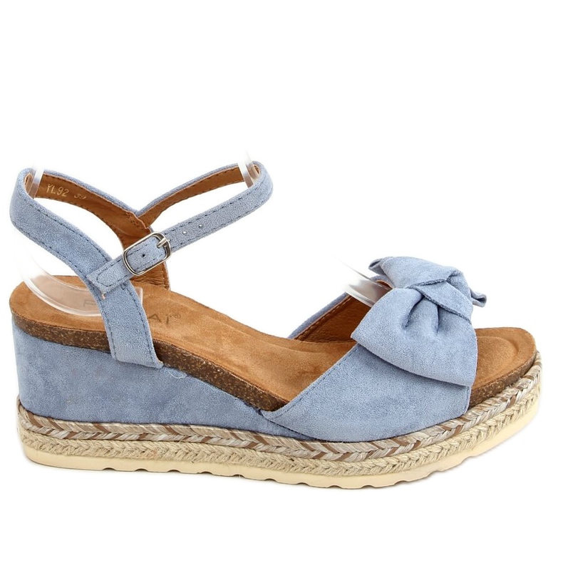 Espadrilles on wedges with a bow, blue YL92 Blue
