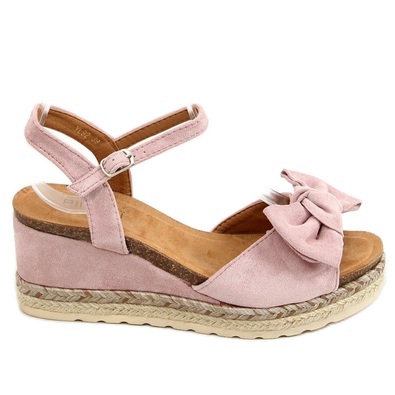 Espadrilles on wedges with a bow pink YL92 Pink