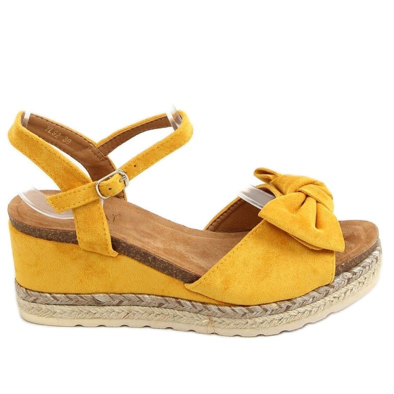 Espadrilles on wedges with a bow in honey YL92 Yellow