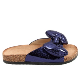 Mickey slippers with a bow N-79 Blue navy blue