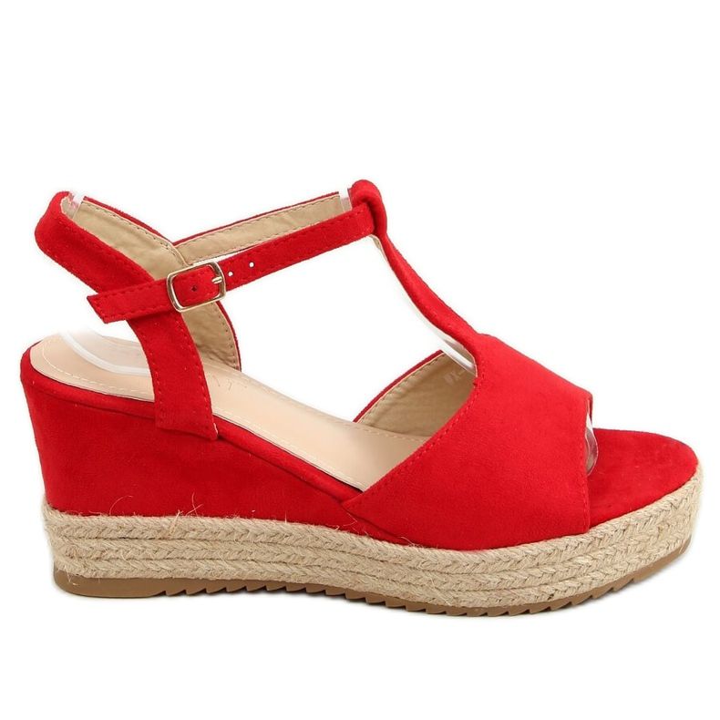 Red Espadrilles on wedges, red WX-08 Red