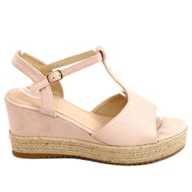 Pink Espadrilles on wedges pink WX-08 Pink