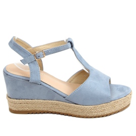 Blue Espadrilles on wedges WX-08 LT.BLUE