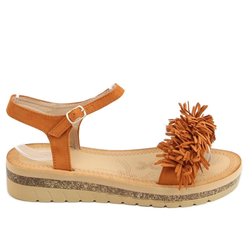 Sandals with fringed camel JN315 Camel brown
