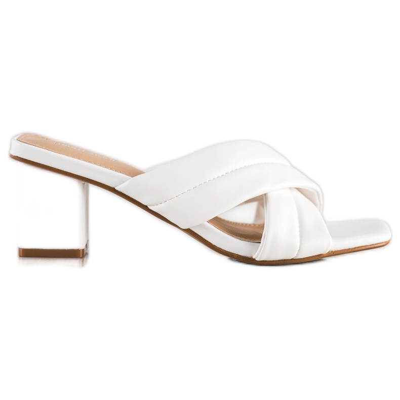 Small Swan Elegant Eco Leather Slippers white