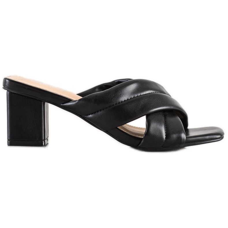 Small Swan Elegant Eco Leather Slippers black Small Swan Elegant Eco Leather Slippers black