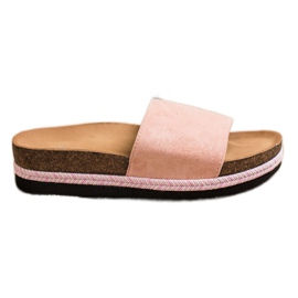 SHELOVET Suede Slippers On The Platform pink