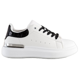 SHELOVET Sneakers With Glitter Lacing white black SHELOVET Sneakers With Glitter Lacing white black