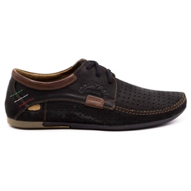 Olivier Men's openwork leather shoes 563 black brown