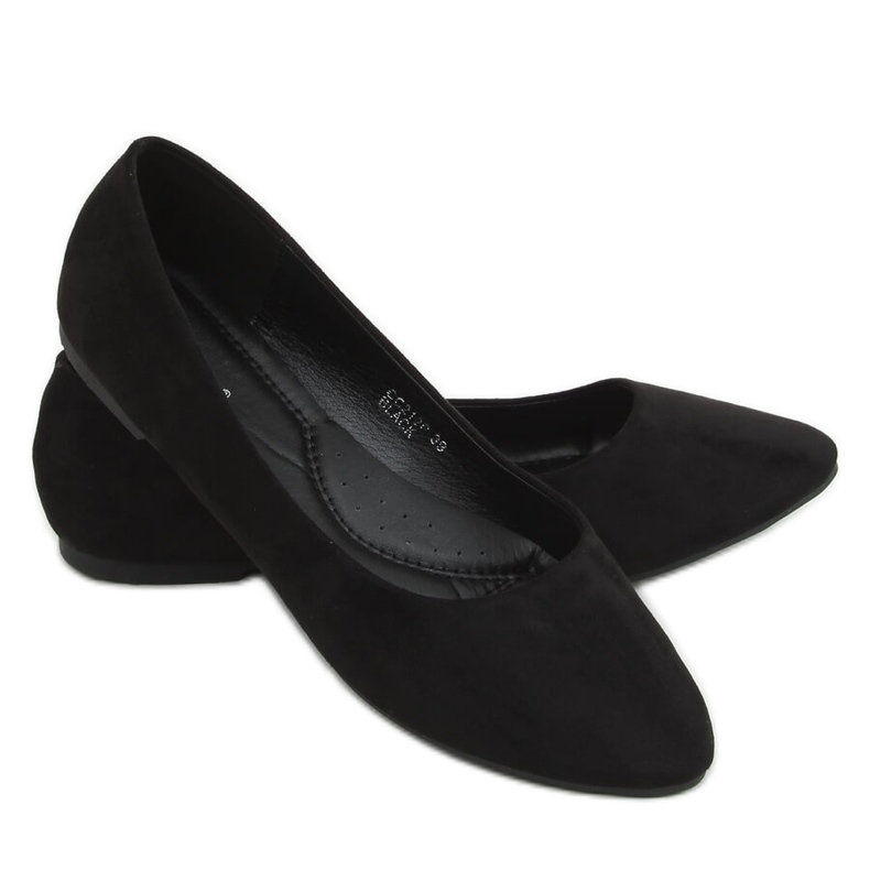 Black CC212P Black smooth suede ballerinas