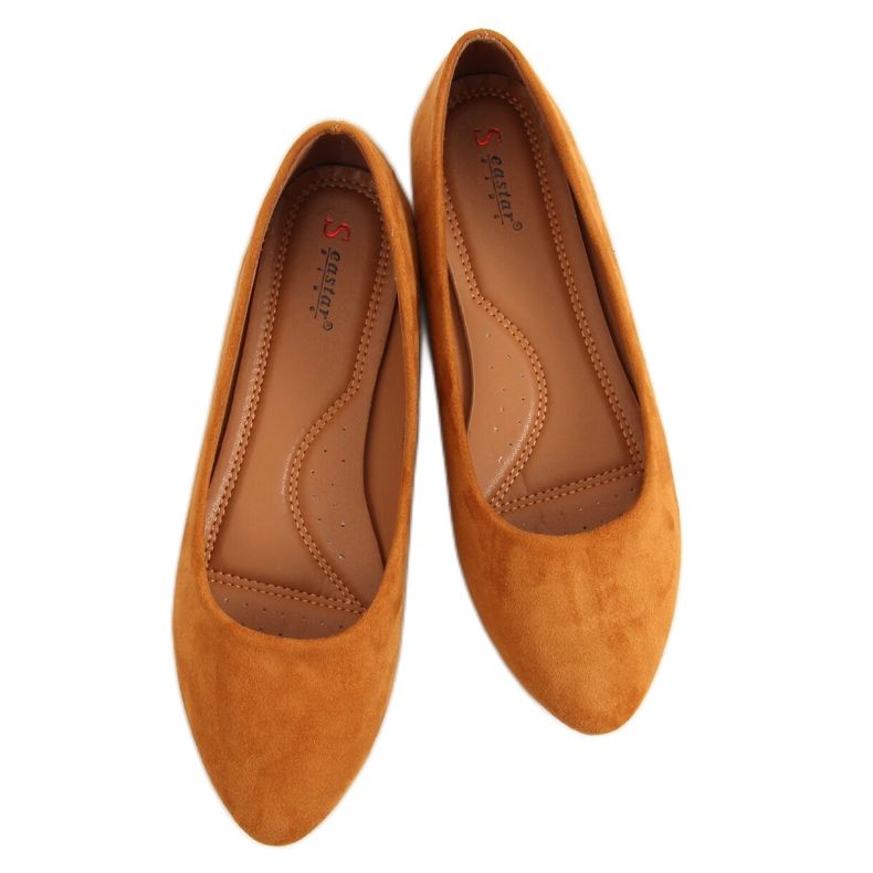 Camel CC212P Camel smooth suede ballerinas brown