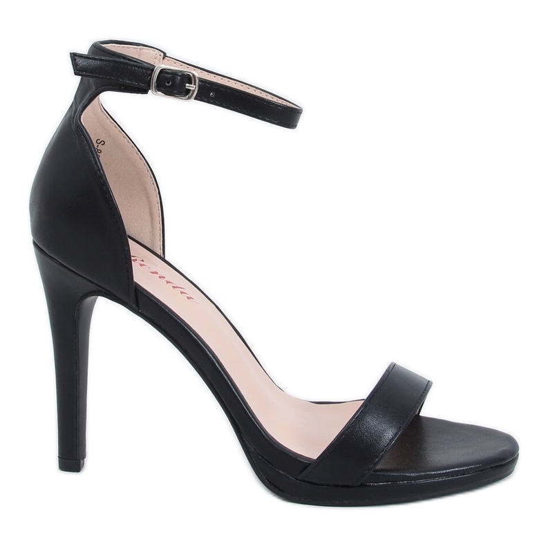 Black S-835 Black sandals on a high heel