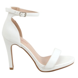 White sandals on a high heel S-835 White