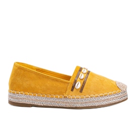 Mustard espadrilles with Sea Side shells yellow