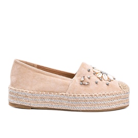 Beige espadrilles on a thick Mrs Nicki sole