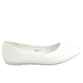 White lacquered plain ballerinas CC201 White
